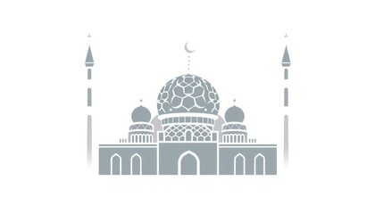 Islamic ornament icon with a mosque silhouette and intricate arabesque patterns.