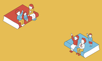 教育方針について話し合う家族のイラスト