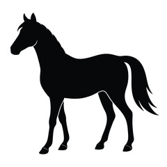 A simple standing horse silhouette with minimal details, vector art