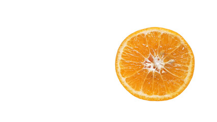 Half cut fresh orange showing orange seed isolated on transparent background