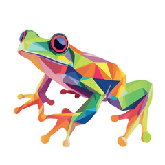 Colorful Low Poly Frog Vector illustration