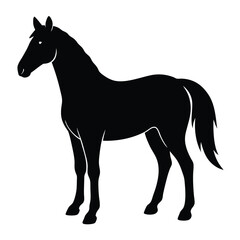 A simple standing horse silhouette with minimal details, vector art