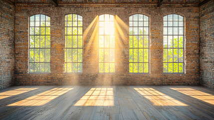 Sunbeams Illuminate Brick Loft Interior Space
