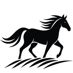 A simple standing horse silhouette with minimal details, vector art