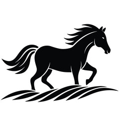 A simple standing horse silhouette with minimal details, vector art