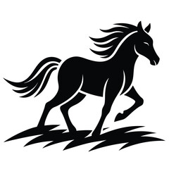 A simple standing horse silhouette with minimal details, vector art