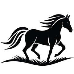 A simple standing horse silhouette with minimal details, vector art