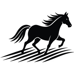 A simple standing horse silhouette with minimal details, vector art