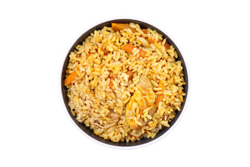 PNG, plate with pilaf, isolated on white background.