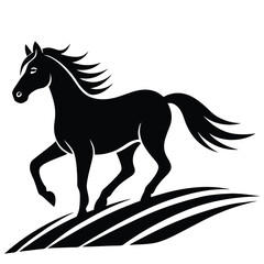 A simple standing horse silhouette with minimal details, vector art