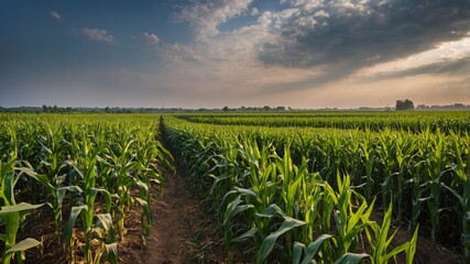 Naklejka premium corn field and sky