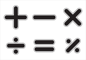 Math symbols basic arithmetic icon set vector illustration