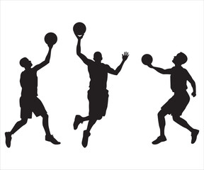 People playing basketball. Sport silhouette vector illustration