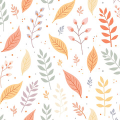 Colorful botanical pattern with leaves and berries for cheerful design
