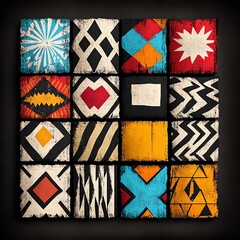 Fototapeta premium Bohemian tribal patterns with handdrawn textures and earthy tones, ethnic art inspiration