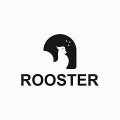 Rooster and window simple and modern logo