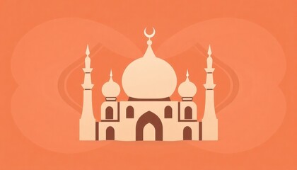 Abstract mosque icon with symmetrical patterns and arabesque-inspired details.