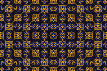 Gold Navy Batik Seamless Pattern