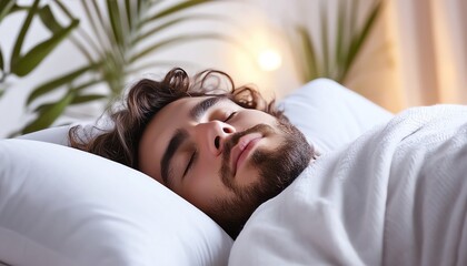 Sleep rejuvenation concept. Peaceful night with a person sleeping soundly, rejuvenation in progress