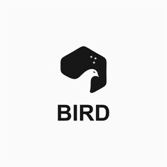 bird in hexagon negative space simple logo