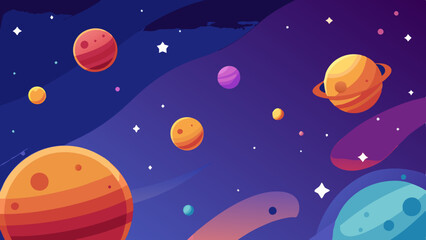 seamless pattern with planets and stars
