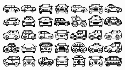 Stylish and minimalistic car icons set for transport and vehicle concepts.
