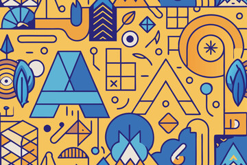 Whimsical cartoon animal illustration of a blue donkey head with orange features.
