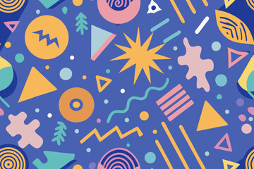 Abstract seamless doodle pattern with intricate and playful hand-drawn shapes.
