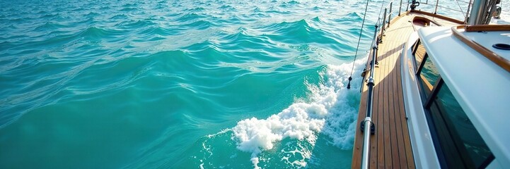 Obraz premium Calm waves gently lap against sailboat's hull, aicante, turquoise, calm