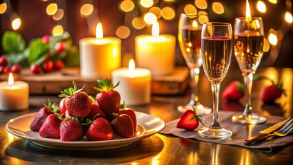 Romantic Valentine's Day Dinner: Chocolate Covered Strawberries & Champagne