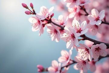 Tree branches with fragrant white and pink cherry blossoms, flowering tree branches, spring trees, branches