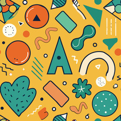 Vivid and lively seamless doodle design featuring unique hand-drawn textures.
