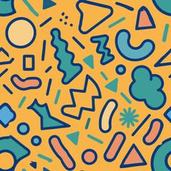 Lively seamless doodle pattern showcasing expressive and intricate illustrations.
