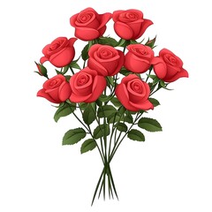 Elegant Red Roses Bouquet on White Background for Celebrations