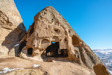 The scenic views of Selime Castle which is the largest and most elaborate cave complex in...