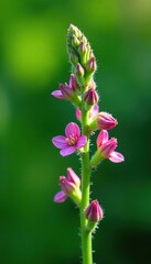 Closeup of hairy willowherb stem with green background, closeup, wilowherb, flowers