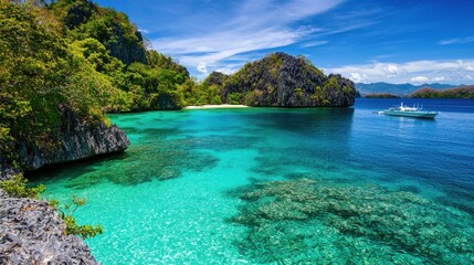 Breathtaking Tropical Island Paradise with Turquoise Lagoon and Lush Vegetation