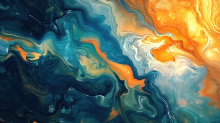 Dynamic Harmony - Abstract Textured Oil Painting with Bold Blue and Orange Strokes on Rich Canvas Surface