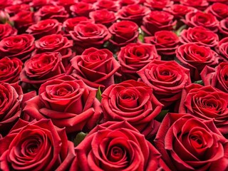 Rows of Vibrant Red Roses Bordering a Pristine White Background - Perfect for Romance, Wedding, or Valentine's Day Designs