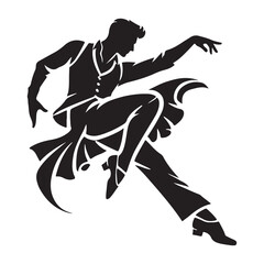 Quickstep Silhouette Vector Illustration, Solid White Background.