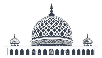 Obraz premium Stylized mosque dome with a latticework pattern and ornamental floral designs.