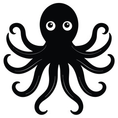 A cute octopus with round eyes and eight smooth tentacles, vector style.
