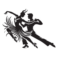 Quickstep Silhouette Vector Illustration, Solid White Background.