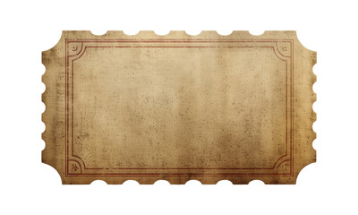 Blank vintage ticket on isolated white background PNG