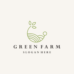 green farm logos Vector icon design template