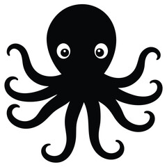 A cute octopus with round eyes and eight smooth tentacles, vector style.