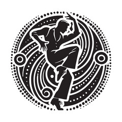 Quickstep Silhouette Vector Illustration, Solid White Background.