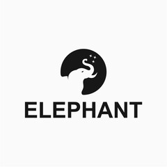 Elephant and circle simple and modern logo