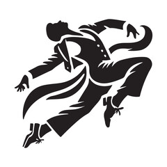 Quickstep Silhouette Vector Illustration, Solid White Background.