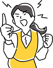 人差し指を立てて怒る女性